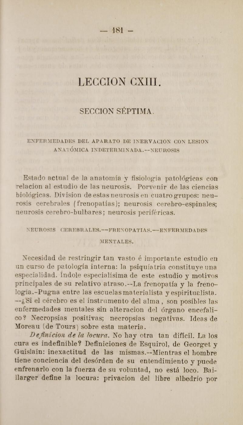 18-1 LECCION CXIII. SECCION SÉPTIMA. ENFERMEDADES DEL APARATO DE INERVACION CON LESION ANXTÓMICA INDETERMINADA.