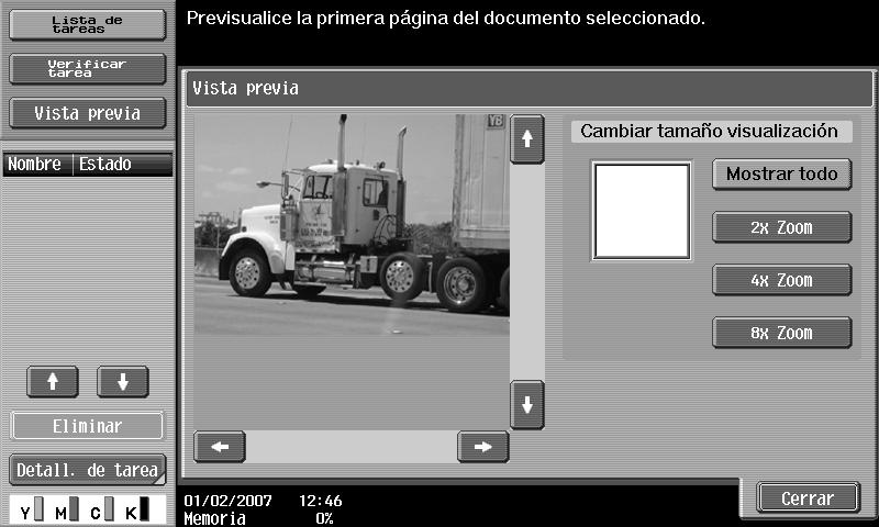 8 Archivar documento Vista previa 1 En la pantalla Detalles del documento, pulse [Vista previa] para previsualizar el documento guardado.