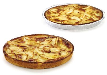 Tartas para cortar Tarta de manzana normande (para hornear) Pasta sablé de mantequilla con manzanas frescas colocadas a mano.