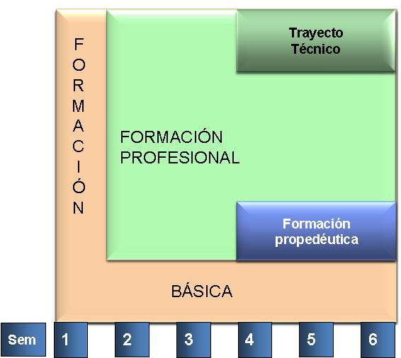 La estructura general del modelo es la siguiente: Dado que en la reorientación del modelo se considera un enfoque biopsicosocial del estudiante, se han agregado a los núcleos de formación,