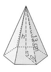 Dos conos de 12 cm de radio se han unido por sus bases. Uno de los conos tiene 5 cm de altura y el otro 10 cm.
