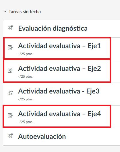 Cuando la actividad corresponde a un envío, se hace clic sobre el nombre, en este caso Actividad Evaluativa Eje 3.