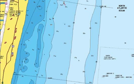 Escala de pesca Seleccione una escala de profundidades a las que Navionics proporciona un color