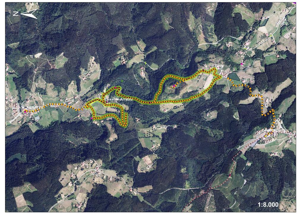 Mapa D3 RECORRIDO + 3 DERIVACIONES: Recorrido: 5 km D1 (Montolan):