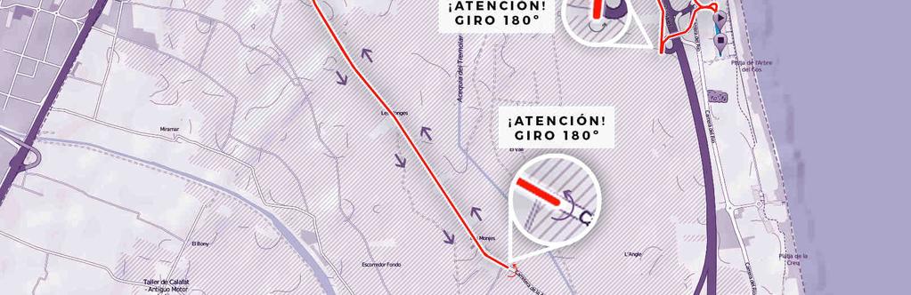 Vía de servicio paralela a la CV-500, Giro izquierda para cruzar la CV-500 por el puente Km 18,86. Rotonda Autocine Star.