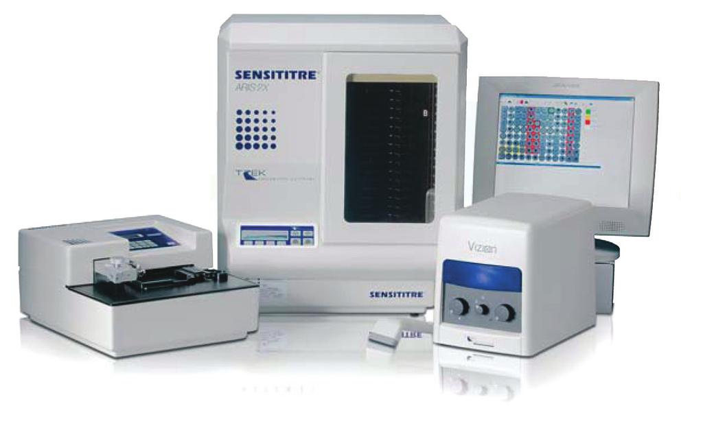 Pruebas de sensibilidad antimicrobiana Placas para microdilución en caldo AST Sensititre ID/AST System El Thermo Scientific Sistema ID/AST Sensititre cumple con los requisitos para ensayos más
