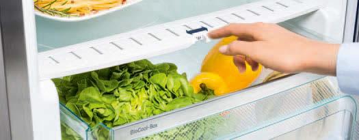 El compartimiento BioCool es fácil de usar y asegura que los alimentos almacenados sean fácilmente identificados.