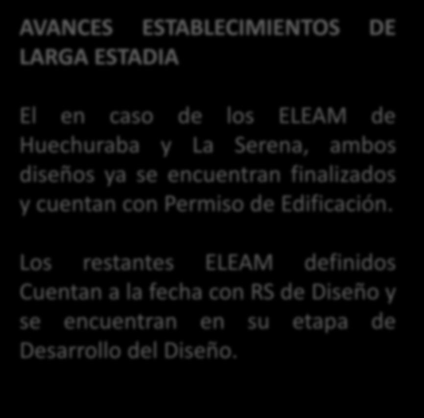 AVANCES ESTABLECIMIENTOS DE LARGA ESTADIA El en caso de los ELEAM de Huechuraba y