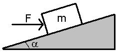 38- A un bloque de 5 kg que se halla sobre un plano inclinado 30º se le aplica una fuerza horizontal que le hace ascender por el plano con velocidad constante.