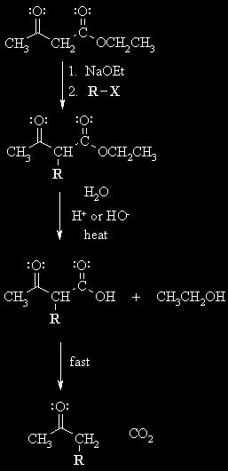 Step 1: First, an acid-base reaction. Ethoxide functions as a base and removes the acidic a-hydrogen giving the reactive enolate which is then alkylated.