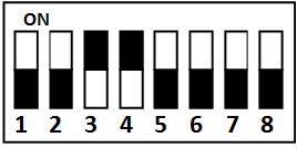 Tabla 3-1 Descripción del Interruptor DIP Icono Descripción Representa 1 en modo binario Representa 0 en modo binario Por ejemplo, el valor binario del siguiente estado es: 0000 1100.