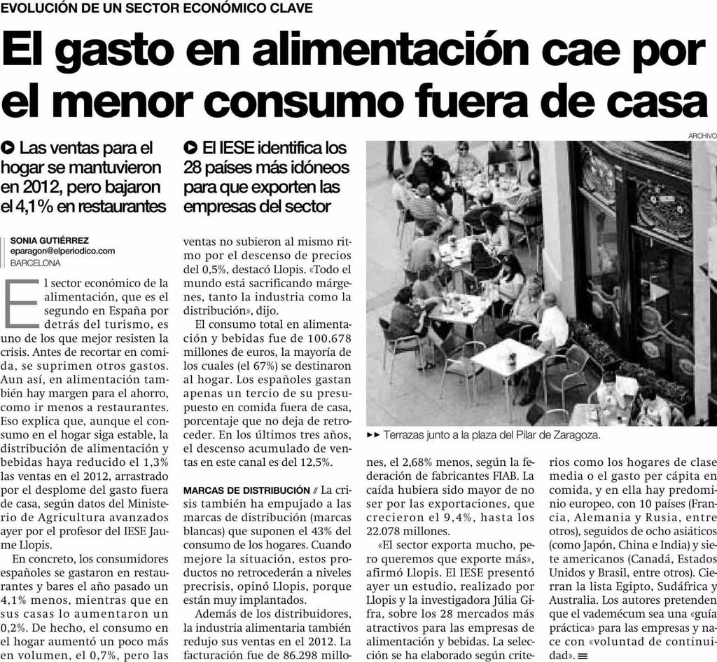 EL PERIODICO DE ARAGON ZARAGOZA 29/05/13 Prensa: Diaria Tirada: 10.170 Ejemplares Difusión: 7.414 Ejemplares Página: 37 n: ECONOMÍA Valor: 1.