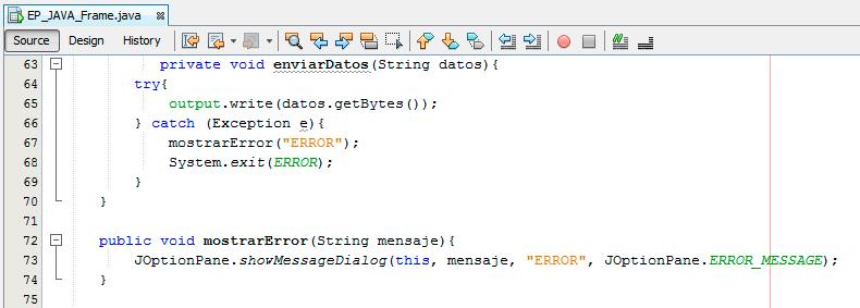 Java Más métodos enviardatos y mostrarerror.