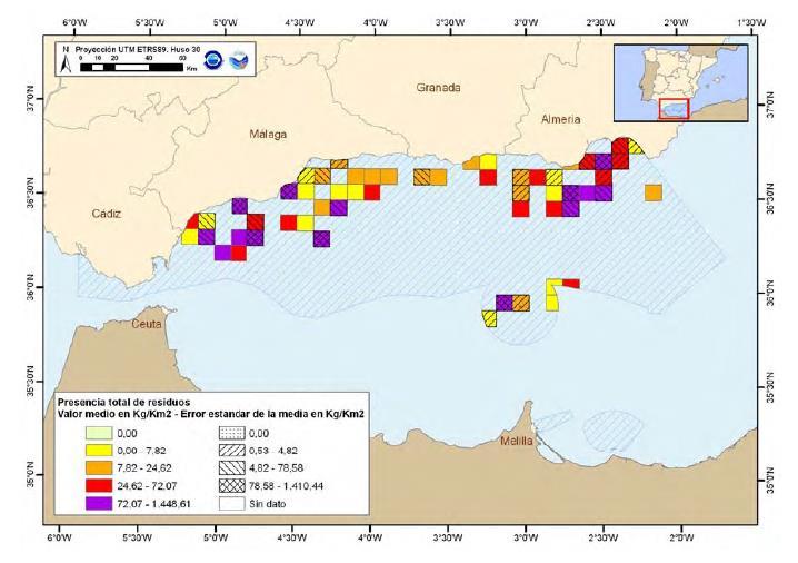 Fuentes de información: Campañas de arrastre IEO en la plataforma continental para la evaluación del estado del ecosistema demersal y bentónico.