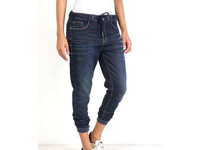 Trendy chica jeans con cremallera en los bolsillos elástico 4-14 años