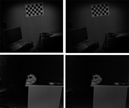 Figura 9 Imágenes IR. Las imágenes de la izquierda son las que se obtienen inicialmente y tienen distorsión, las imágenes de la derecha se remueve la distorsión. 3.