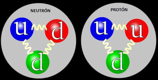 Constituyentes de los nucleones Crédito: cpan Clases de Hadrones Bariones: partículas compuestas de de tres quarks: protones y neutrones.