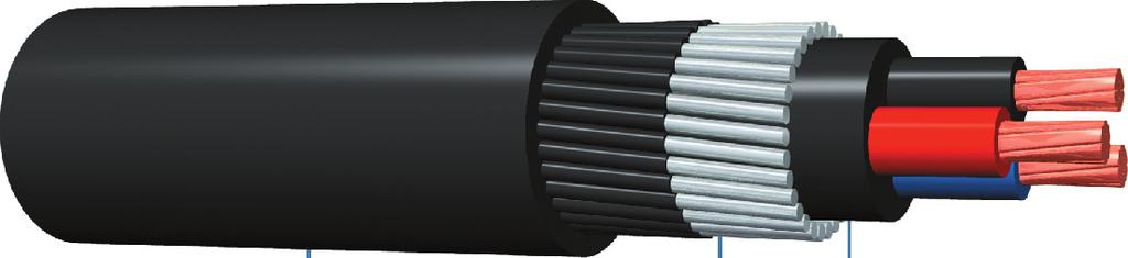 Cables Submarinos Tripolares para Baja Tensión 600V 2000V 5 4 3 2 1 Construcción 1. Tres conductores de cobre clase B, compactados y bloqueados contra humedad. 2. en PE 75 C, XLPE 90 C o EPR 90 C. 3. Cubierta integral interna.