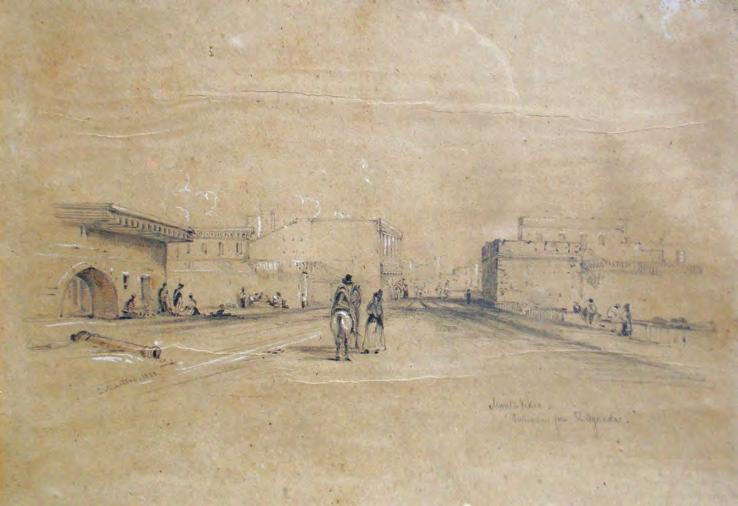 418 Cuadro de Conrad Martens (London 1801- Australia 1878). Lápiz y acuarela sobre papel Montevideo, entrance from El Aguada.