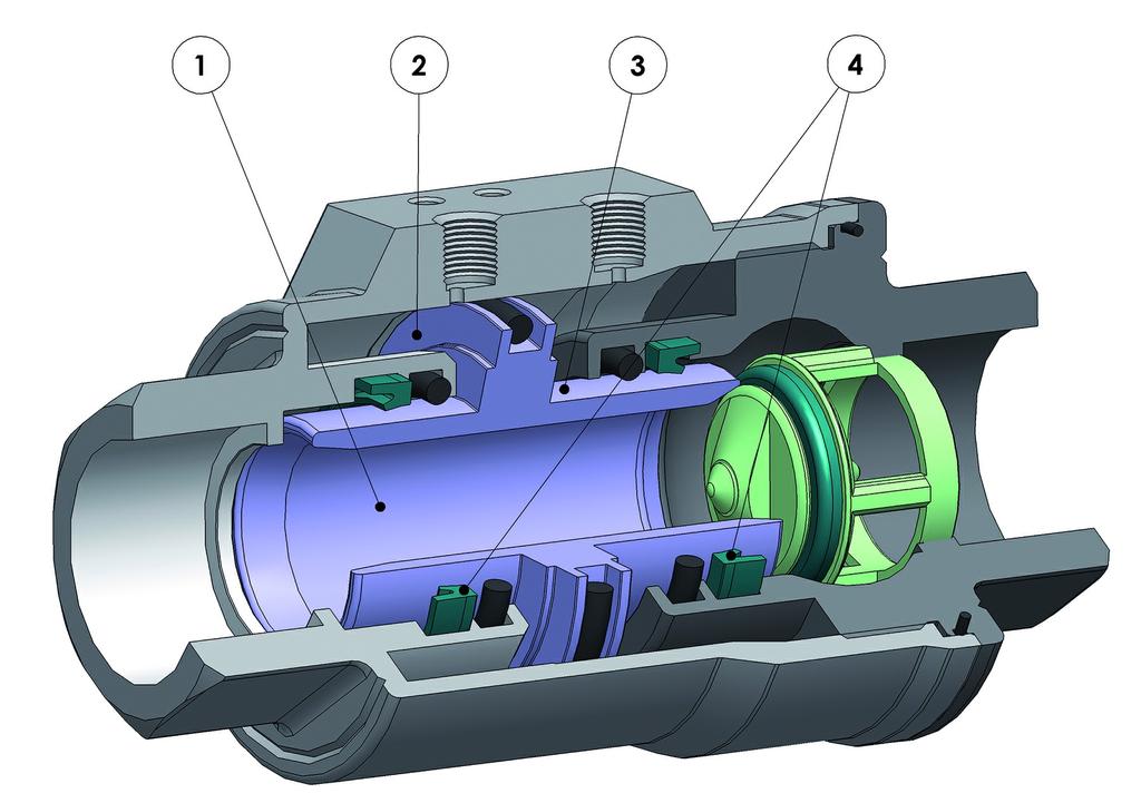 Características y beneficios Características y beneficios 1 2 3 Diámetro de pasaje interno igual al diámetro de pasaje del tubo Actuador y válvula integrados en un único producto Pistón con niquelado