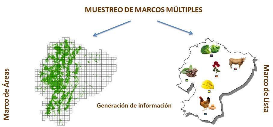 6. Metodología La Encuesta de Superficie y Producción Agropecuaria Continua ESPAC, utiliza la metodología del muestreo de marcos múltiples (MMM), que consiste en la combinación del muestreo de marco