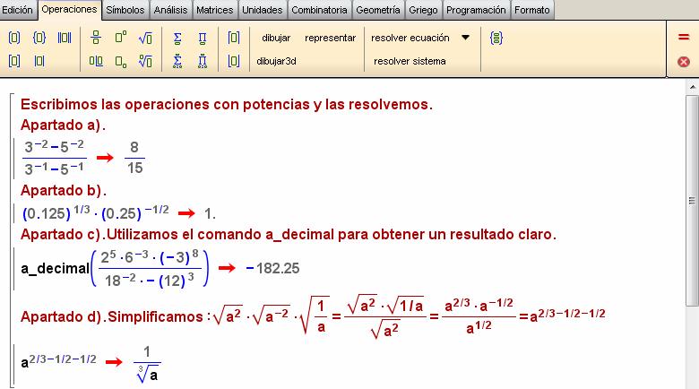 MATEMATICAS I EDUCANDO CON WIRIS ) (0,) / b (0,) / 000 00 0 0 c) Descomponemos 6, y 8 en fctores primos: ( ).