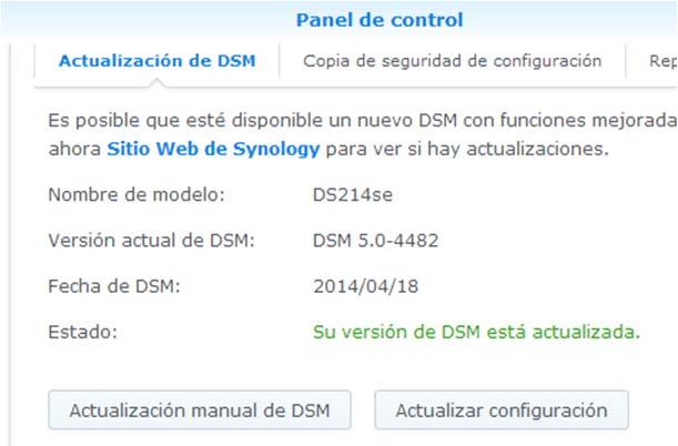 Capítulo 3 Actualización de DSM. Si instalo la versión DSM contenida en el disco de instalación provisto en la caja, lo más recomendable será realizar una actualización del sistema.