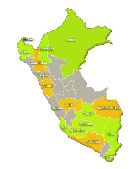 Sistemas de Información Implementados Tumbes Piura Amazonas Loreto Trujillo Callao Cusco Ayacucho Ica Apurímac Puno Tacna