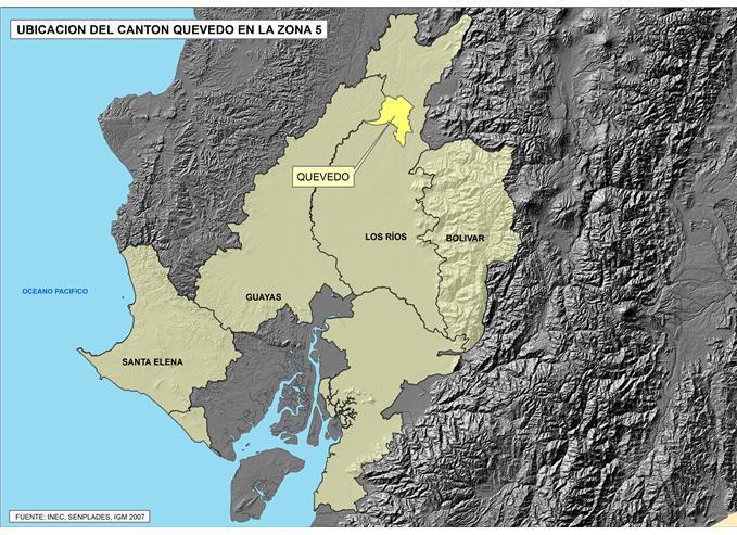 FICHA DE CIFRAS GENERALES CANTÓN Cantón QUEVEDO, Provincia de LOS RÍOS se encuentra en la Zona 5 de planificación.