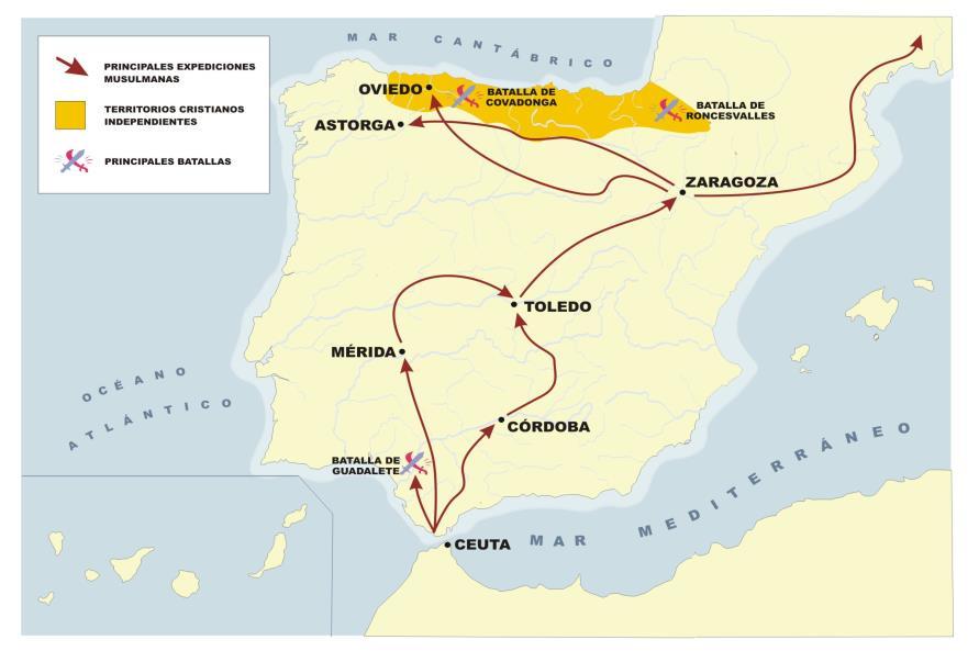 Algunos de estos pueblos, como los vándalos, los alanos, los suevos y los visigodos, invadieron Hispania.