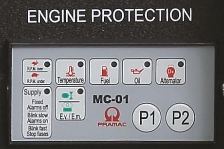 Botón de parada de emergencia PROTECCIÓN CON ALARMA Fallo del cargador de la batería Baja presión del