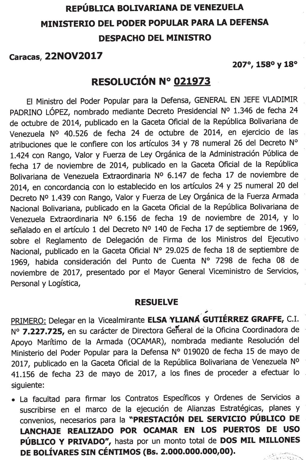 438.924 GACETA OFICIAL DE LA REPÚBLICA BOLIVARIANA DE VENEZUELA Miércoles 29 de noviembre de 2017 MINISTERIO