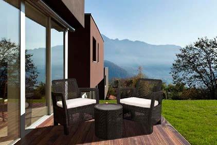 Set Tarifa Balcony + Cool Stool Diseño de ratán redondo abierto Fabricado en polipropileno 100% reciclable y metal Resistente a las condiciones meteorológicas Ideal para balcones, porches, terrazas y