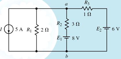 E.-Determinar la corriente mostrado a traés de la batería de 8 para el