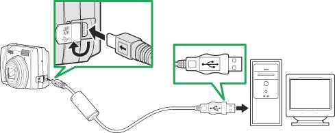 4 cable USB UC-E6 Encienda la cámara. Si está instalado PictureProject, se abrirá automáticamente; haga clic en Cancelar para salir.