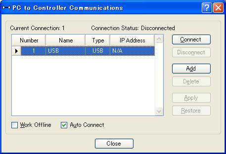 7. Puerto de conexión de la computadora de desarrollo (7) Después de que la conexión de la computadora de desarrollo con el manipulador está completa, aparecerá Connected (Conectado) en el