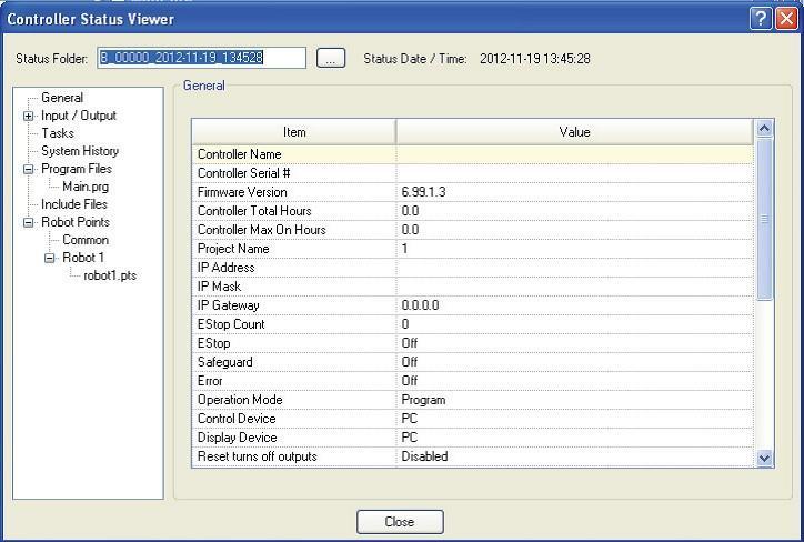8. Puerto de memoria (7) Aparece el cuadro de diálogo [Controller Status Viewer] (Visor de estado del controlador) para confirmar el estado del controlador.