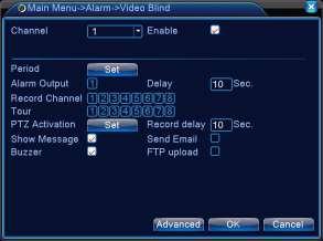 5.3.2 Zaslepené video Keď je video obraz ovplyvnený prostredím, ako je zlá jasnosť alebo dosiahne nastavené parametre citlivosti, zapne sa funkcia [Zaslepené video (Blind Video)] a tieţ funkcia