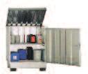 Casetas y armarios de seguridad Fabricación de casetas hasta 0 m Ref. 00 Caseta para almacenaje de productos peligrosos Ref. 0 Ref. 00 (baldas con rejillas) Dimensiones (A x F x H) 00 x 00 x.