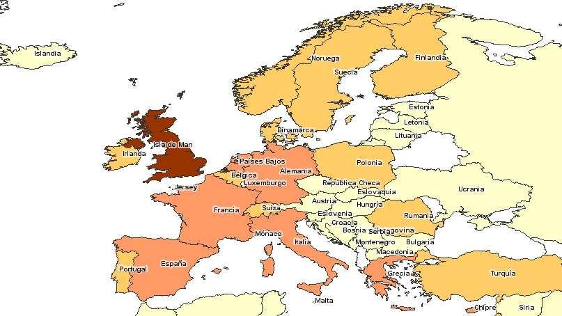 Casos confirmados de influenza A (H1N1) en Europa PAIS (1) Casos Fallecidos Europa Reino Unido 7,447 3 España 776 1 Alemania 505 0 Francia 310 0 Grecia 151 0 Italia 146 0 Países Bajos (RPB) 135 0