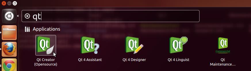 Figura 2. Abriendo Qt desde el escritorio de Ubuntu. Una vez finalizada la instalación, abra Qt desde el escritorio como se indica en la Figura 2.