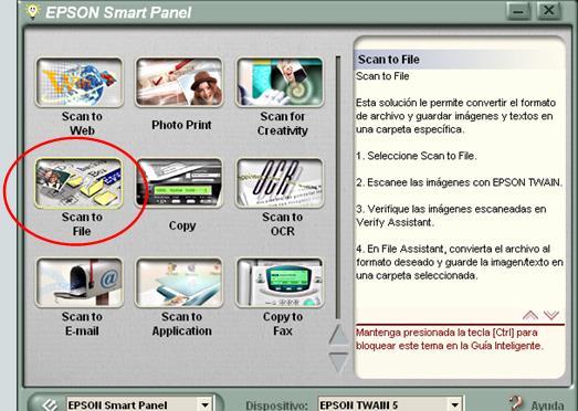 Smart Panel Seleccione Epson Smart Panel.