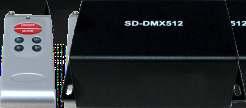 DC2V DMX CÓDIGO:CCRFDMXSD Capacidad DMX 2,6*6,5*,5 52direcciones salida 2,6 Envía información DMX sin necesidad de controles o computadora, ya que guarda las
