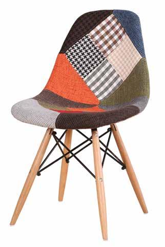 DERECK PATCH Silla de diseño tapizada en patchwork con patas de madera de
