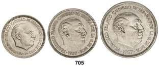 ......................... 120, F 705 Serie 3 monedas 5, 25 y 50 Pesetas. 1957 (*BA).