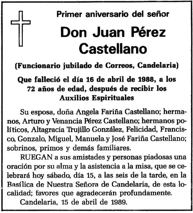 Esquelas publicadas en El Día, con motivo del primer y del XVI aniversario de su muerte.
