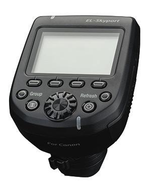 EL-SKYPORT Este sistema de radio permite el control remoto de la potencia y del disparo de flash desde la zapata de su cámara.