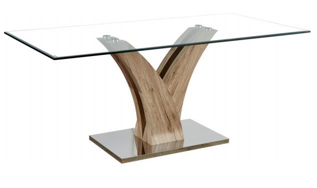 Mesas Mesa Comedor Tree Ash Vidrio: Templado transparente rectangular de 12 mm con borde biselado.