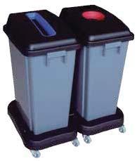 Higiene y Limpieza Papelera SLIM 2 x 60 litros con carro Ideales para la selección de residuos en oficinas, laboratorios, offices, etc.