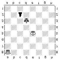 2 Como se sabe, el éxito del bando de dama contra el peón de alfil en la penúltima fila depende de la posición de rey del bando fuerte. Aquí no da nada 8. e4+ d2 [8... c3? 9. d4+ b3 10. a1+-] 9.
